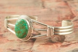 Genuine Turquoise Mountain Mine Sterling Silver Bracelet